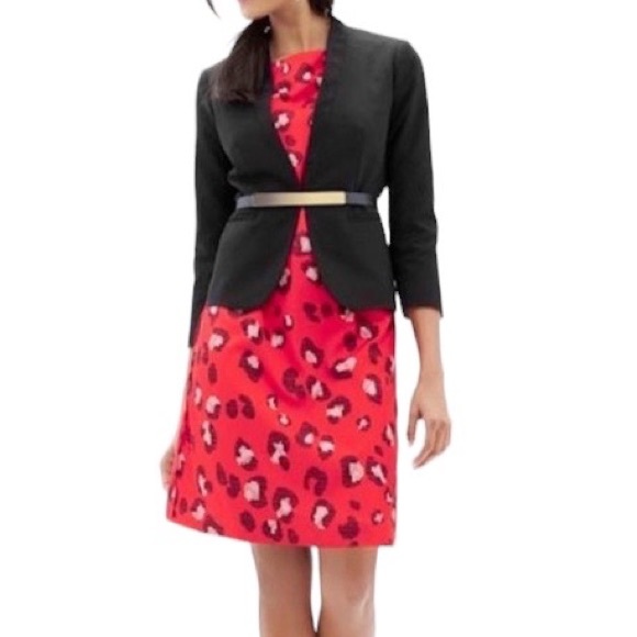 THE LIMITED Red Animal Print 3/4 Sleeve Shift Dress size L - Picture 2 of 14